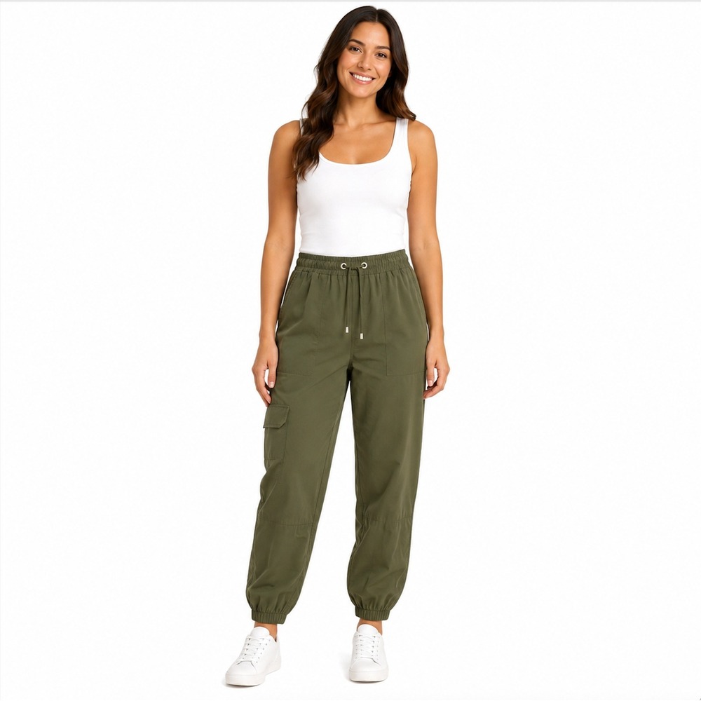 Ted Baker London Olive Green Cargo Jogger Pants Drawstring Waist Size 1